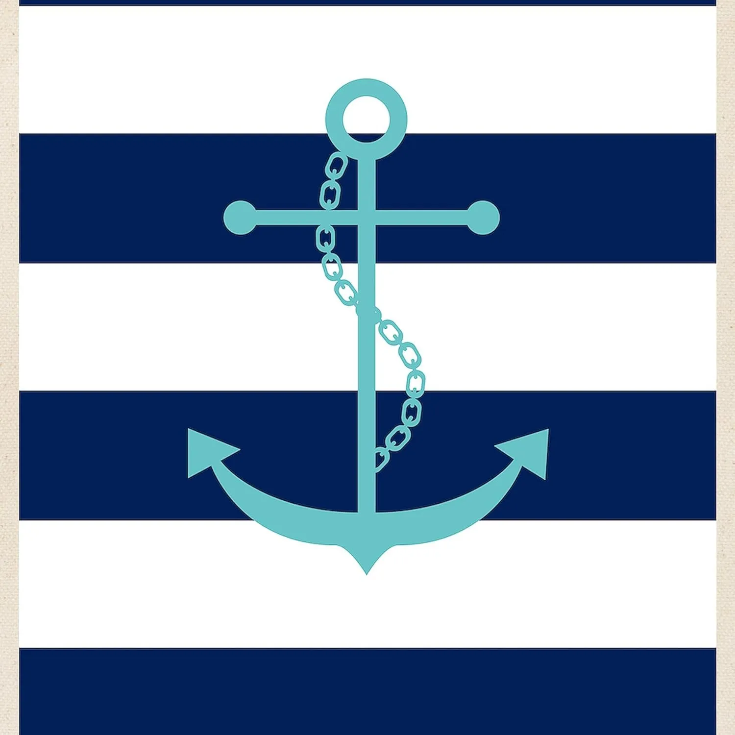 CafePress Teal Anchor On Navy Blue Stripes Tote Bag Natural Canvas Tote Bag, Reusable Shopping Bag