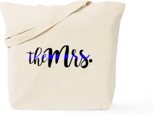 CafePress Thin Blue Line The Mrs Tote Bag Natural Canvas Tote Bag, Reusable Shopping Bag