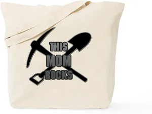 CafePress This Mom Rocks Tote Bag Natural Canvas Tote Bag, Reusable Shopping Bag
