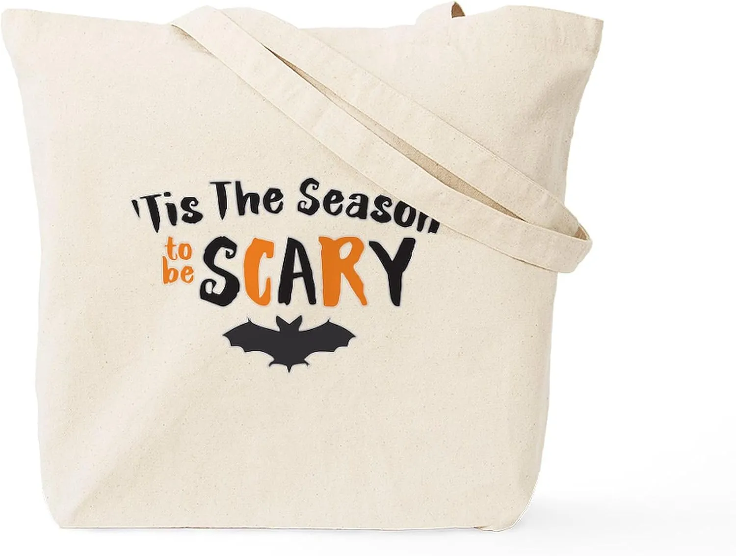 CafePress Tis The Season To Be Scary Tote Bag Natural Canvas Tote Bag, Reusable Shopping Bag