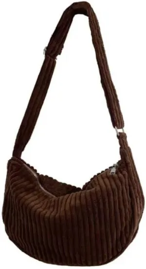 Casual Handbag Daily Bag Women Small Corduroy Hobo Wide Strap Crossbody Shoulder Bags
