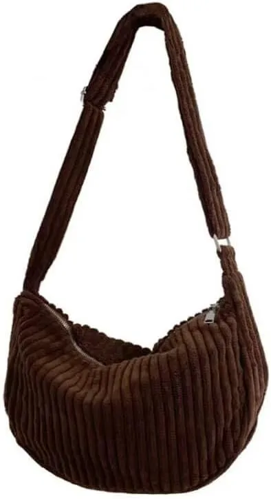 Casual Handbag Daily Bag Women Small Corduroy Hobo Wide Strap Crossbody Shoulder Bags