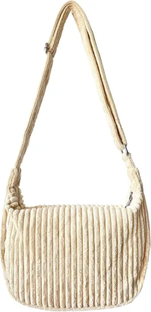 Casual Handbag Daily Bag Women Small Corduroy Hobo Wide Strap Crossbody Shoulder Bags