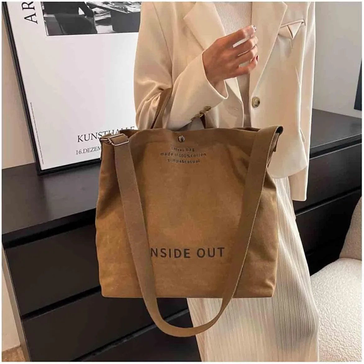 Casual Shoulder Work Bag Crossbody Top Handle Vintage Grunge Hobo Bag Women Large Canvas Tote Handbags