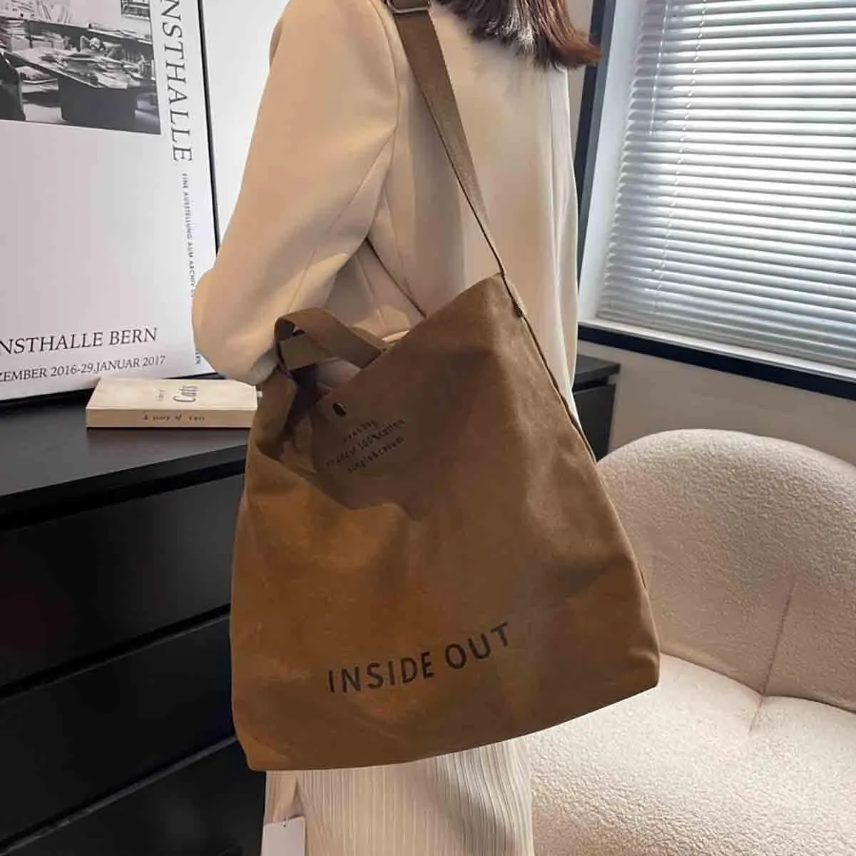 Casual Shoulder Work Bag Crossbody Top Handle Vintage Grunge Hobo Bag Women Large Canvas Tote Handbags