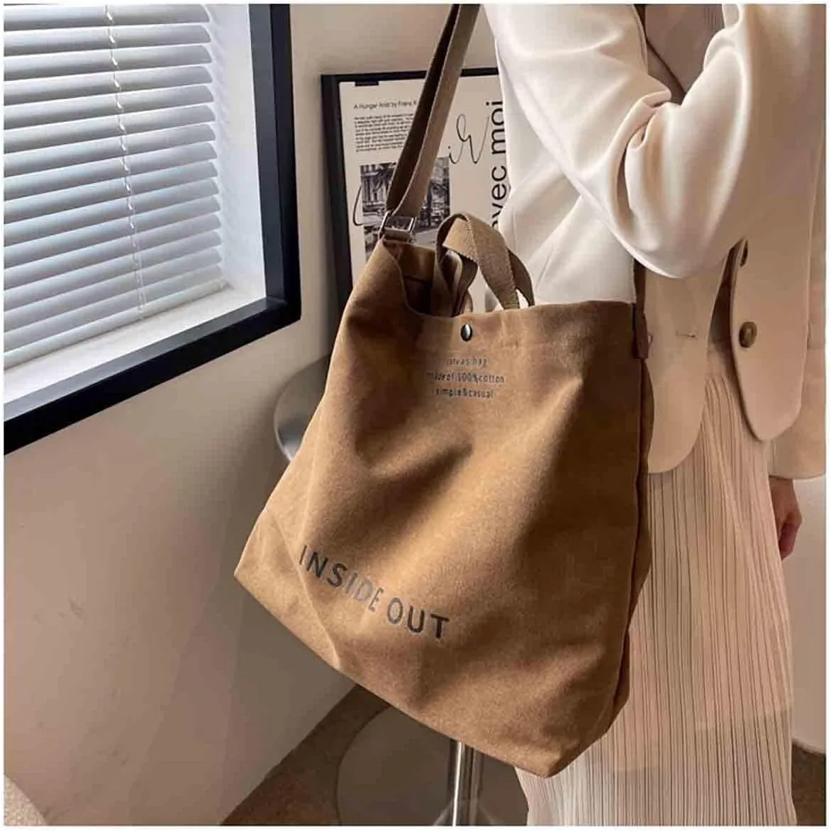 Casual Shoulder Work Bag Crossbody Top Handle Vintage Grunge Hobo Bag Women Large Canvas Tote Handbags