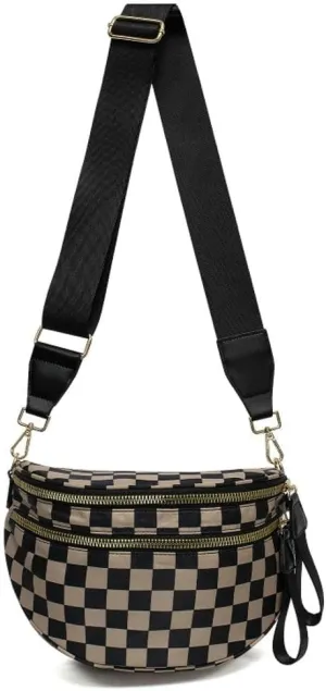Checkered Sling Backpack Women Fanny Packs Crossbody Bags Bum Bag Cute Cross Body Hobo Shoulder Sport Wallet Purses 2025