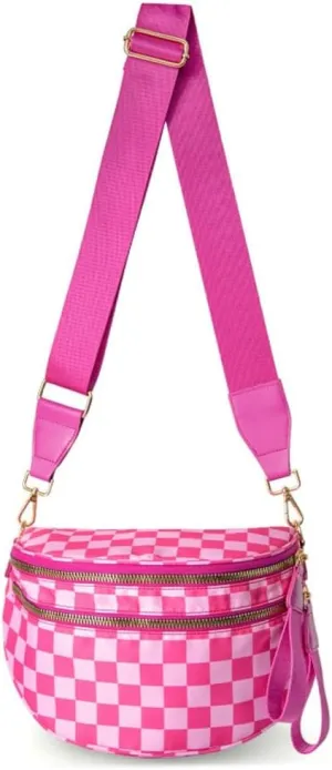 Checkered Sling Backpack Women Fanny Packs Crossbody Bags Bum Bag Cute Cross Body Hobo Shoulder Sport Wallet Purses 2025