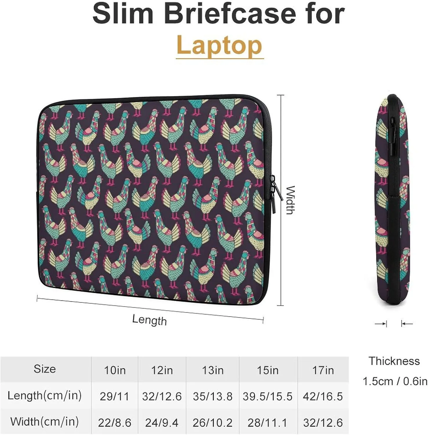 Chickens Personalized Laptop Bag Business Casual Laptop Case Slim Computer Bag Briefcase
