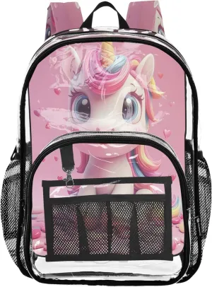 CHIFIGNO Cute Cartoon Unicon Backpack Boys, Transparent Plastic Bag, Clear Stadium Backpack, Boys Backpack 6-8