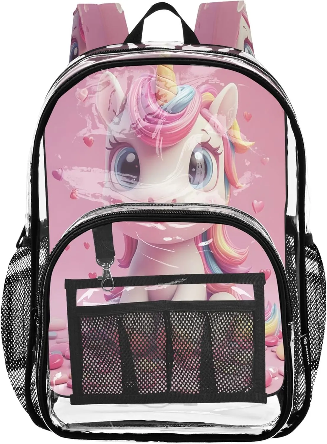 CHIFIGNO Cute Cartoon Unicon Backpack Boys, Transparent Plastic Bag, Clear Stadium Backpack, Boys Backpack 6-8