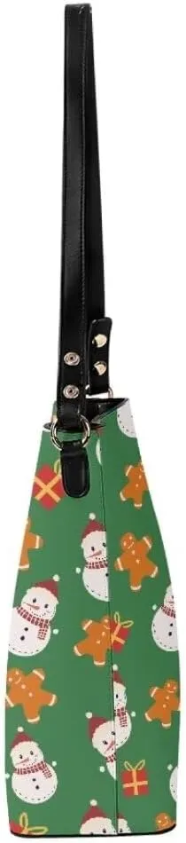 Christmas Leather Bucket Bags for Women Lady Shopping Hobo Bags Classic Shoulder Purses Handbag Crossbody Bag