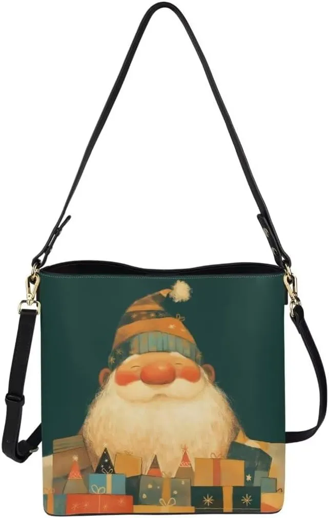 Christmas Leather Bucket Bags for Women Lady Shopping Hobo Bags Classic Shoulder Purses Handbag Crossbody Bag