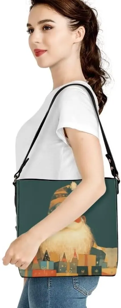 Christmas Leather Bucket Bags for Women Lady Shopping Hobo Bags Classic Shoulder Purses Handbag Crossbody Bag