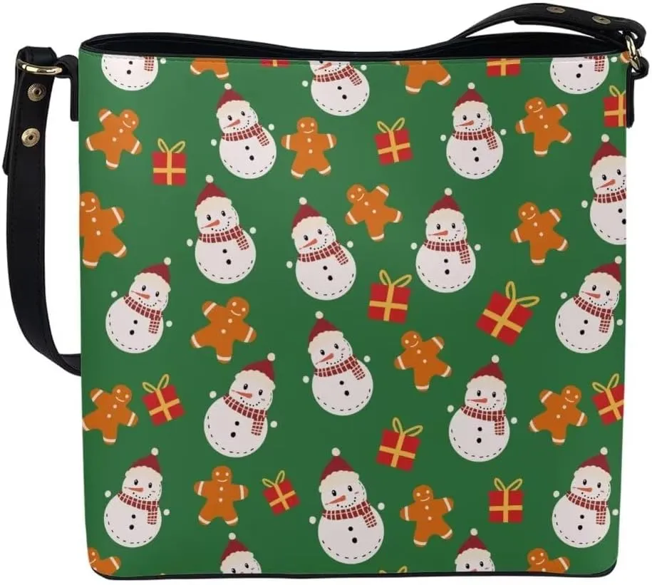 Christmas Leather Bucket Bags for Women Lady Shopping Hobo Bags Classic Shoulder Purses Handbag Crossbody Bag