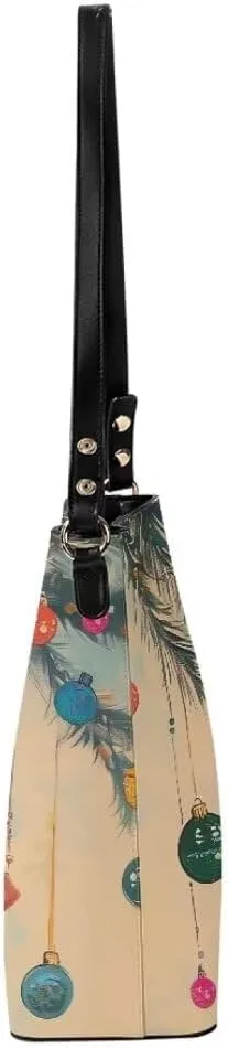 Christmas Leather Bucket Bags for Women Lady Shopping Hobo Bags Classic Shoulder Purses Handbag Crossbody Bag