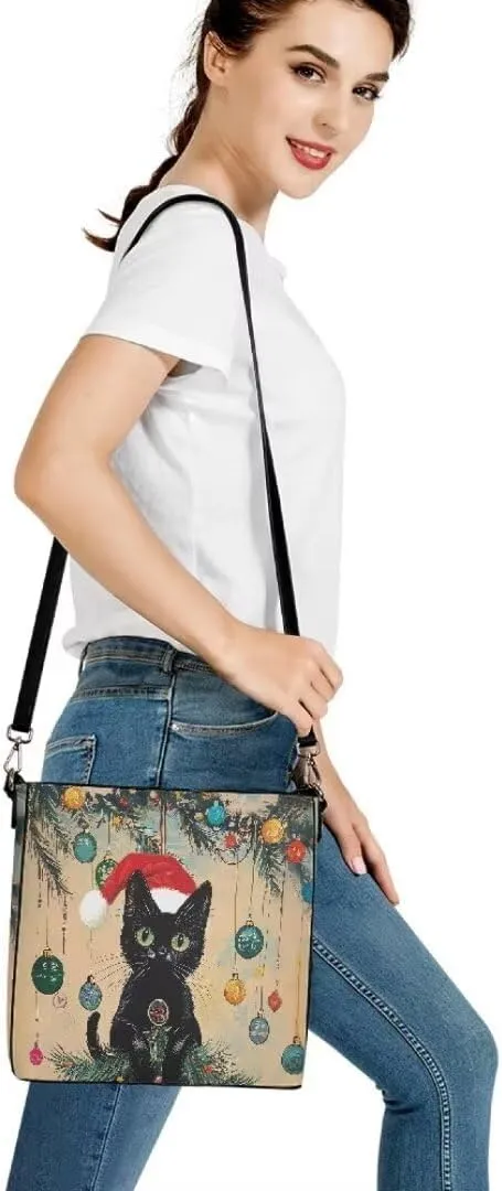 Christmas Leather Bucket Bags for Women Lady Shopping Hobo Bags Classic Shoulder Purses Handbag Crossbody Bag