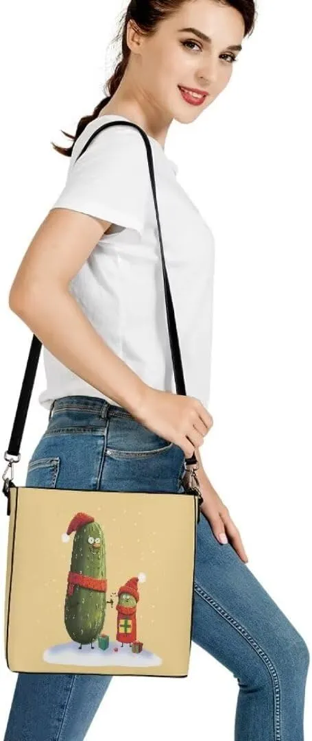 Christmas Leather Bucket Bags for Women Lady Shopping Hobo Bags Classic Shoulder Purses Handbag Crossbody Bag