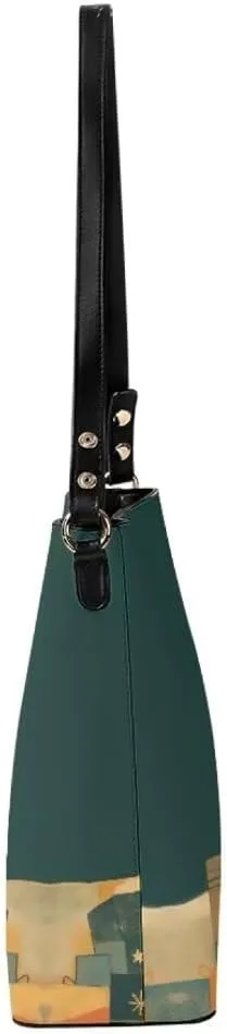Christmas Leather Bucket Bags for Women Lady Shopping Hobo Bags Classic Shoulder Purses Handbag Crossbody Bag