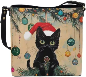 Christmas Leather Bucket Bags for Women Lady Shopping Hobo Bags Classic Shoulder Purses Handbag Crossbody Bag