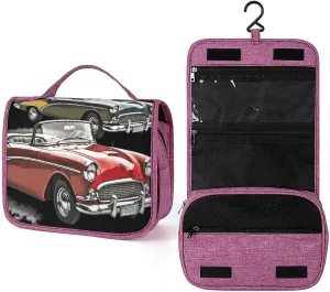 Classic Car Roadsters Old Fashioned Toiletry Bag Waterproof Makeup Bag with Hanging Hook Cosmetic Bags for Women Travel Essentials