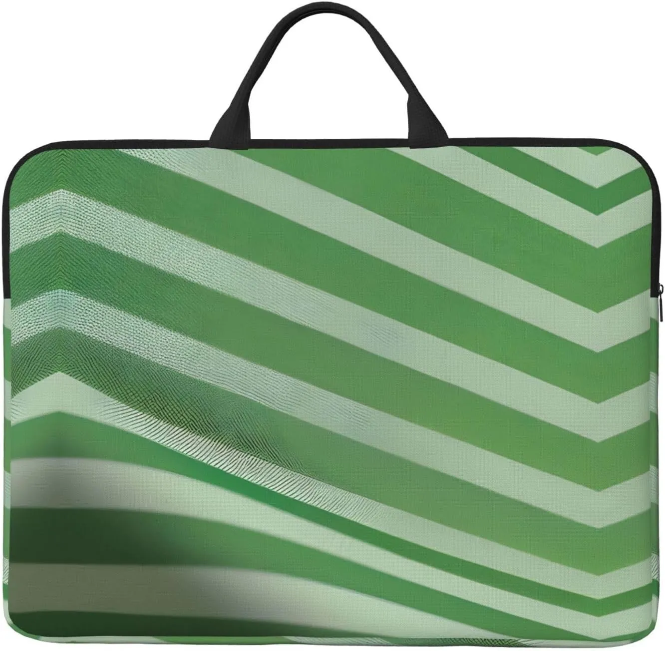 Classic Green Striped 14in Laptop Case Sleeve Bag  Shoulder Messenger Briefcase Carrying Handle and Accessory Pocket