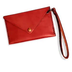 Classic, minimalistic, leather wristlet (Cognac)