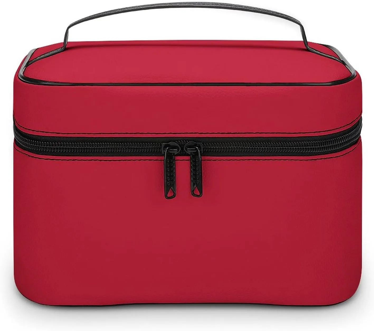Classic Solid Red Makeup Bag, Portable Travel Cosmetic Case Zipper Toiletry Bag for Women Girls