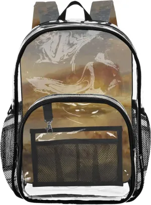 Clear Backpack Women Cute Boys Backpacks for Girls Plastic See through Bookbag Green River Wyoming Thomas Moran