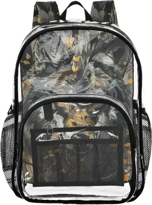 Clear Backpack Women Cute Wolf Camouflage Kids Girls Backpack Boys Clear School Shoulder Bag