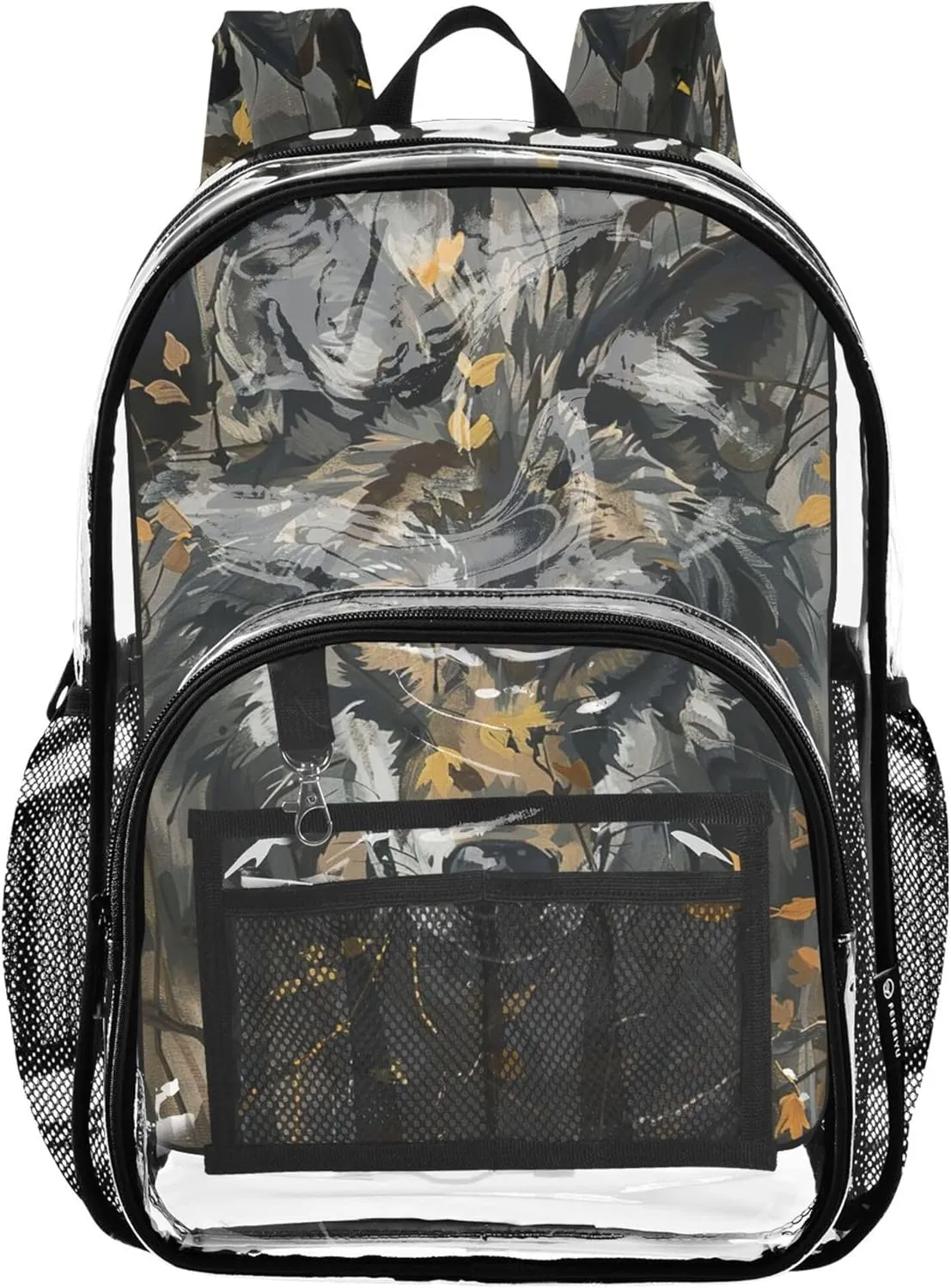 Clear Backpack Women Cute Wolf Camouflage Kids Girls Backpack Boys Clear School Shoulder Bag