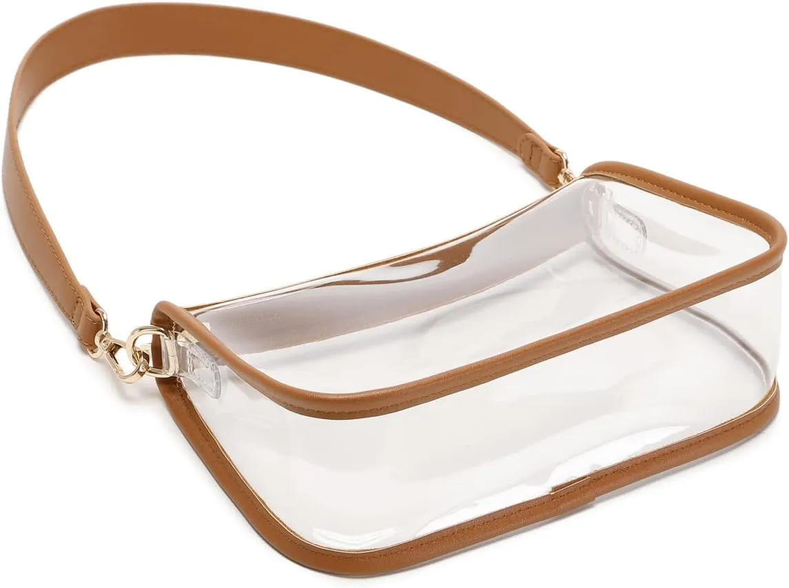 Clear Tote Bag Stadium Approved Clear Purse PVC Handbag Retro Classic Transparent Bag for Concert