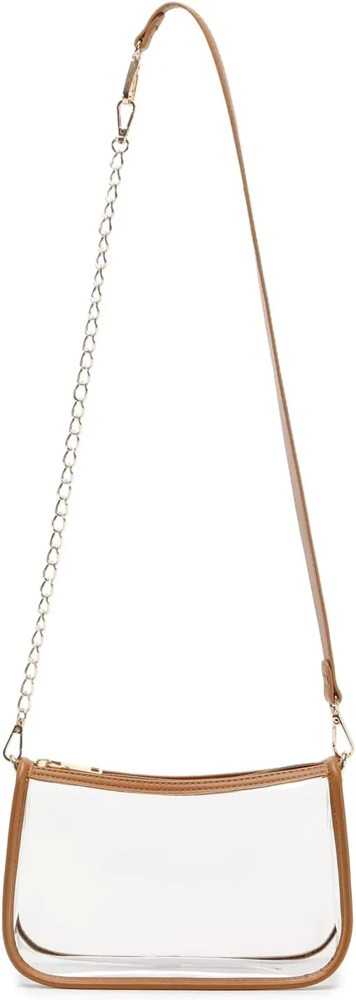 Clear Tote Bag Stadium Approved Clear Purse PVC Handbag Retro Classic Transparent Bag for Concert