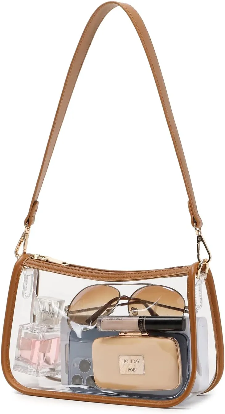 Clear Tote Bag Stadium Approved Clear Purse PVC Handbag Retro Classic Transparent Bag for Concert