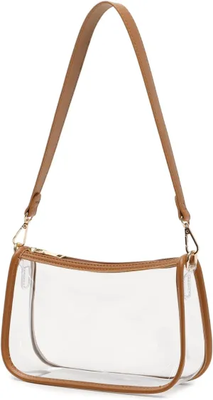 Clear Tote Bag Stadium Approved Clear Purse PVC Handbag Retro Classic Transparent Bag for Concert