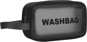 Clear Travel Toiletries Bag for Women,Travel Toiletry Bags Clear Wash Bag for Toiletries,PVC Waterproof Makeup Bag for Women and Girls, Muiticolor-black, M, Modern
