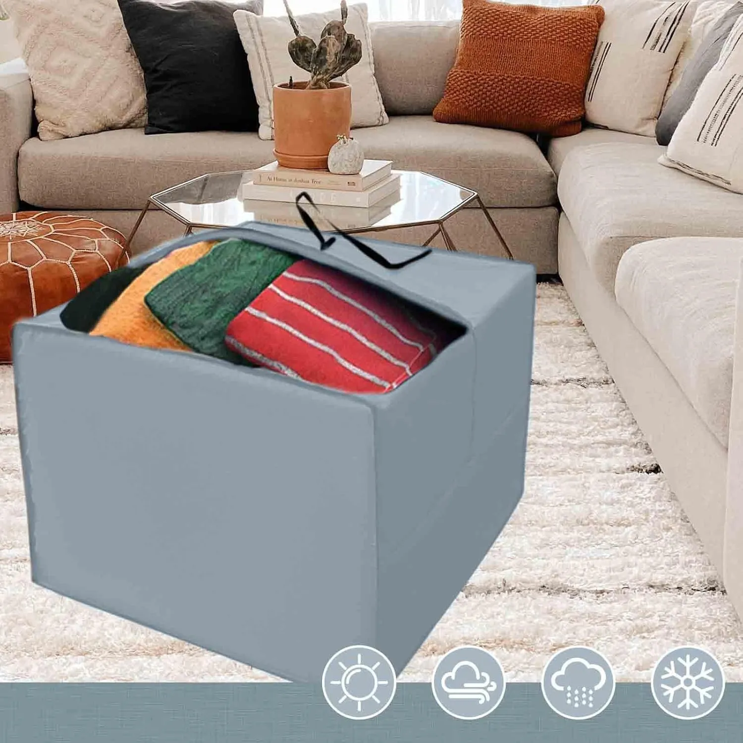 Closet Organizers and Storage Shelves, Vacuum Travel Bags for Luggage Plastic Tote Bag Clear Bins Large Moving Boxes Lunch Box Containers Sweater Organizer for Closet(C1)(25x20x5cm)