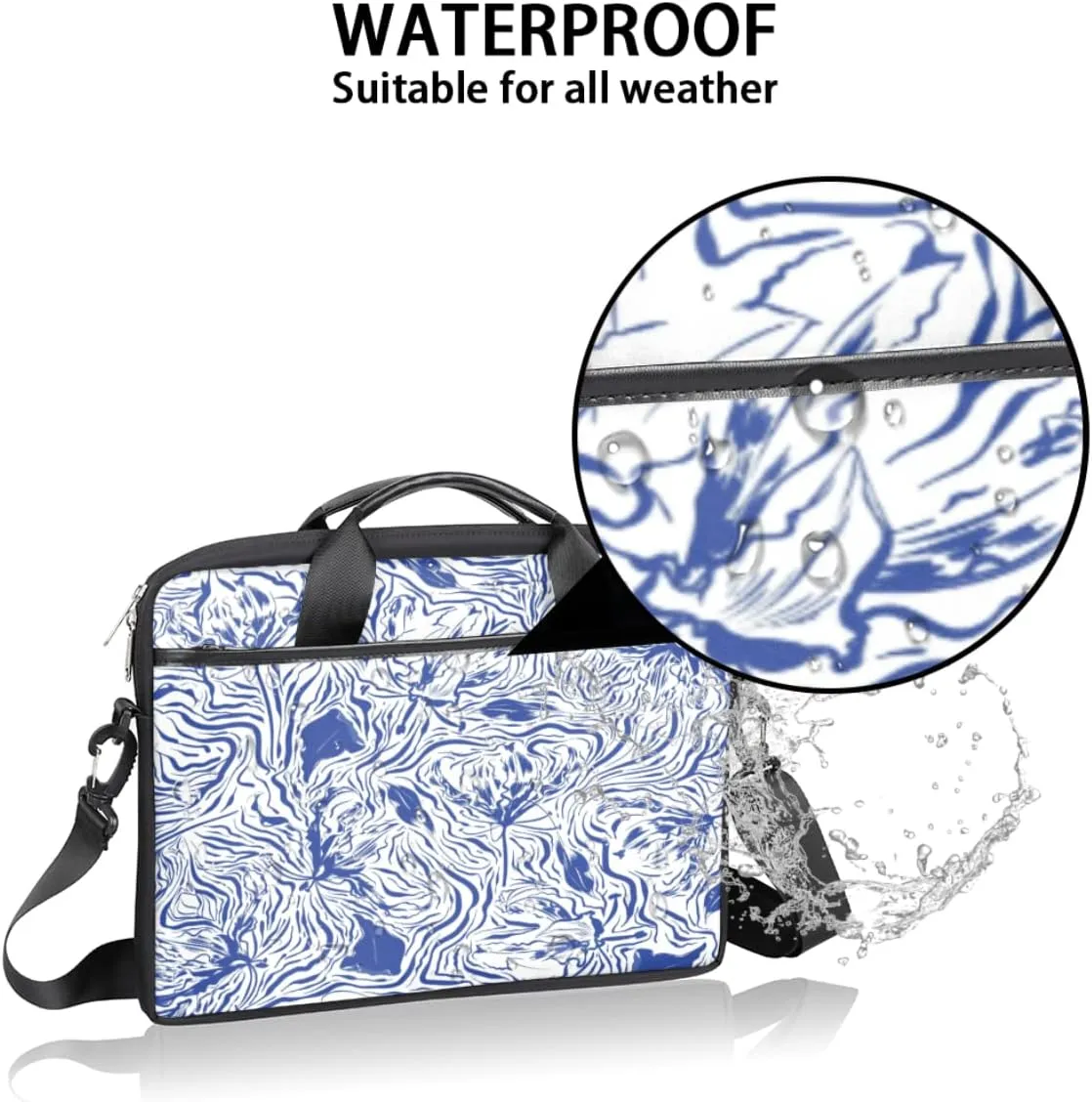 Colorful Hand Drawn Boho Laptop Shoulder Messenger Bag Waterproof Laptop Briefcase with Handle and Padded Strap Case Sleeve