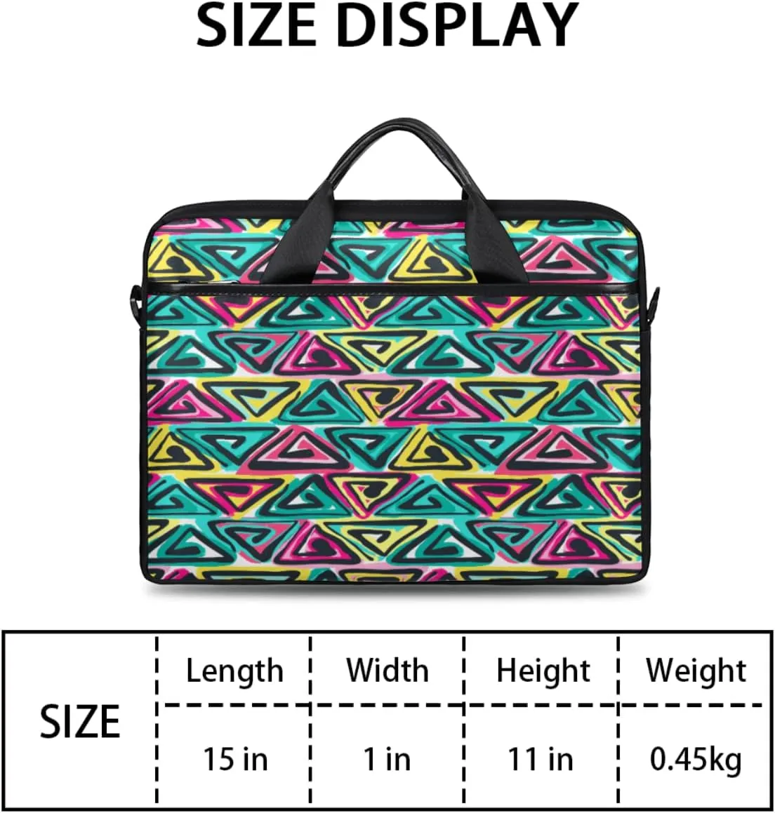 Colorful Hand Drawn Boho Laptop Shoulder Messenger Bag Waterproof Laptop Briefcase with Handle and Padded Strap Case Sleeve