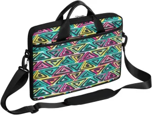 Colorful Hand Drawn Boho Laptop Shoulder Messenger Bag Waterproof Laptop Briefcase with Handle and Padded Strap Case Sleeve