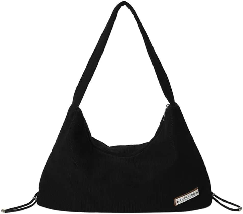 Corduroy Hobo Bags for Women Slouchy Under Arm Shoulder Bag Crescent Tote Bag Classic Clutch Purse Handbag for Travel Work