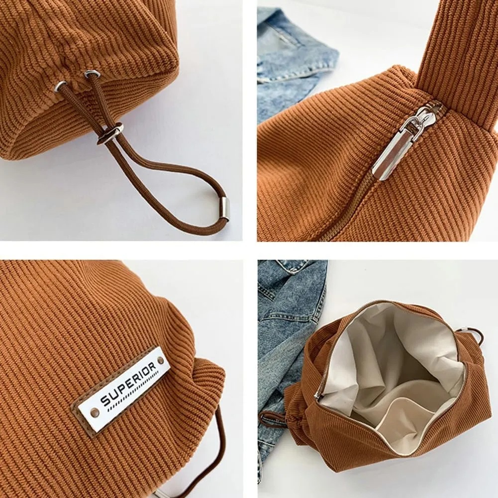 Corduroy Hobo Bags for Women Slouchy Under Arm Shoulder Bag Crescent Tote Bag Classic Clutch Purse Handbag for Travel Work