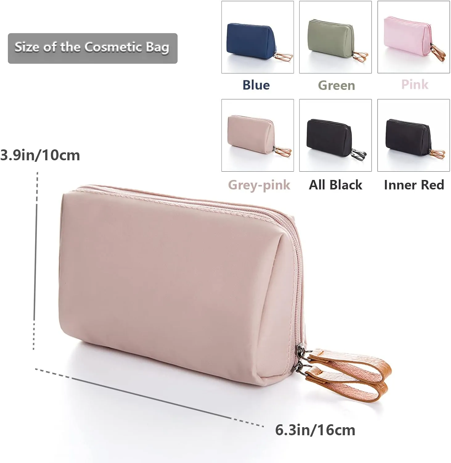 Cosmetic Beauty Bag for Purse Travel Handy Makeup Pouch for Women Girls (Grey-pink)
