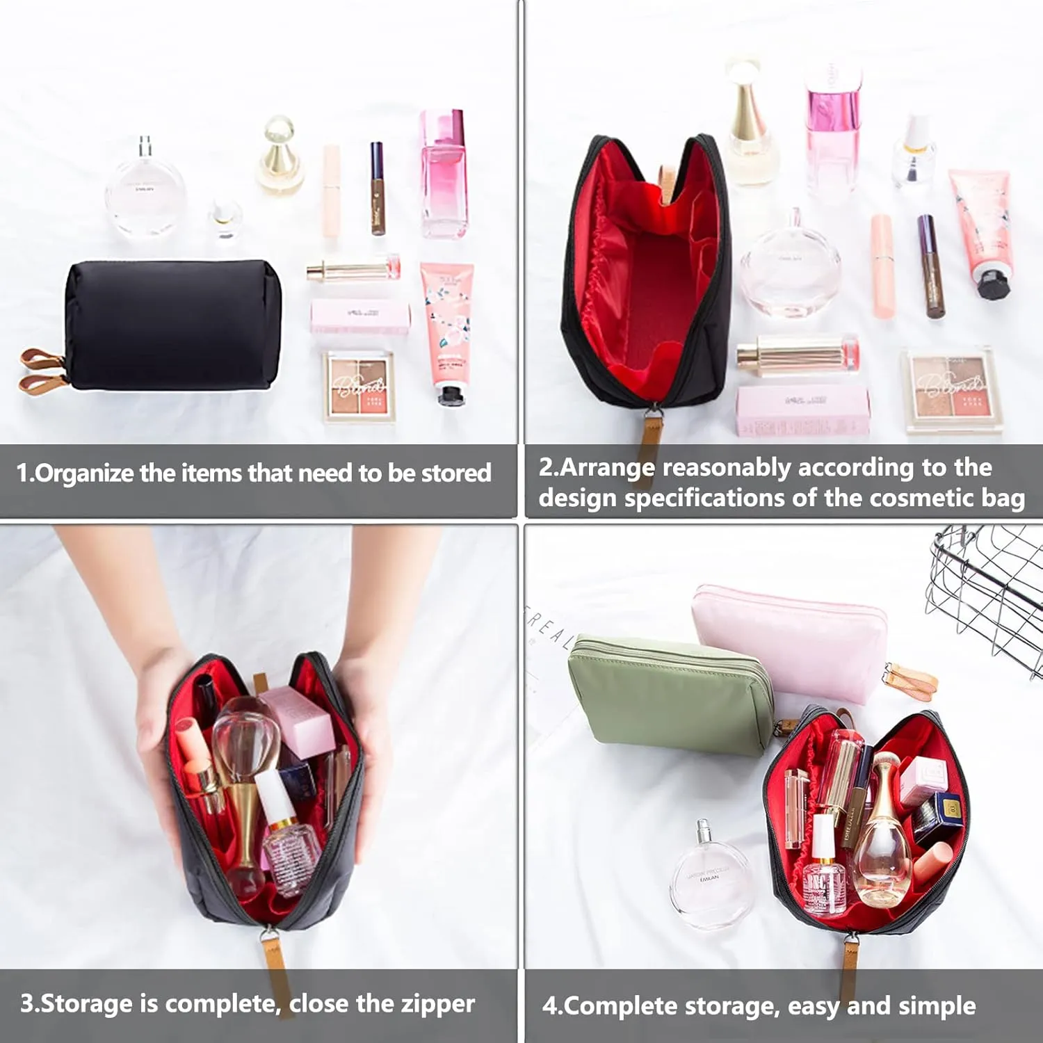 Cosmetic Beauty Bag for Purse Travel Handy Makeup Pouch for Women Girls (Navy Blue)