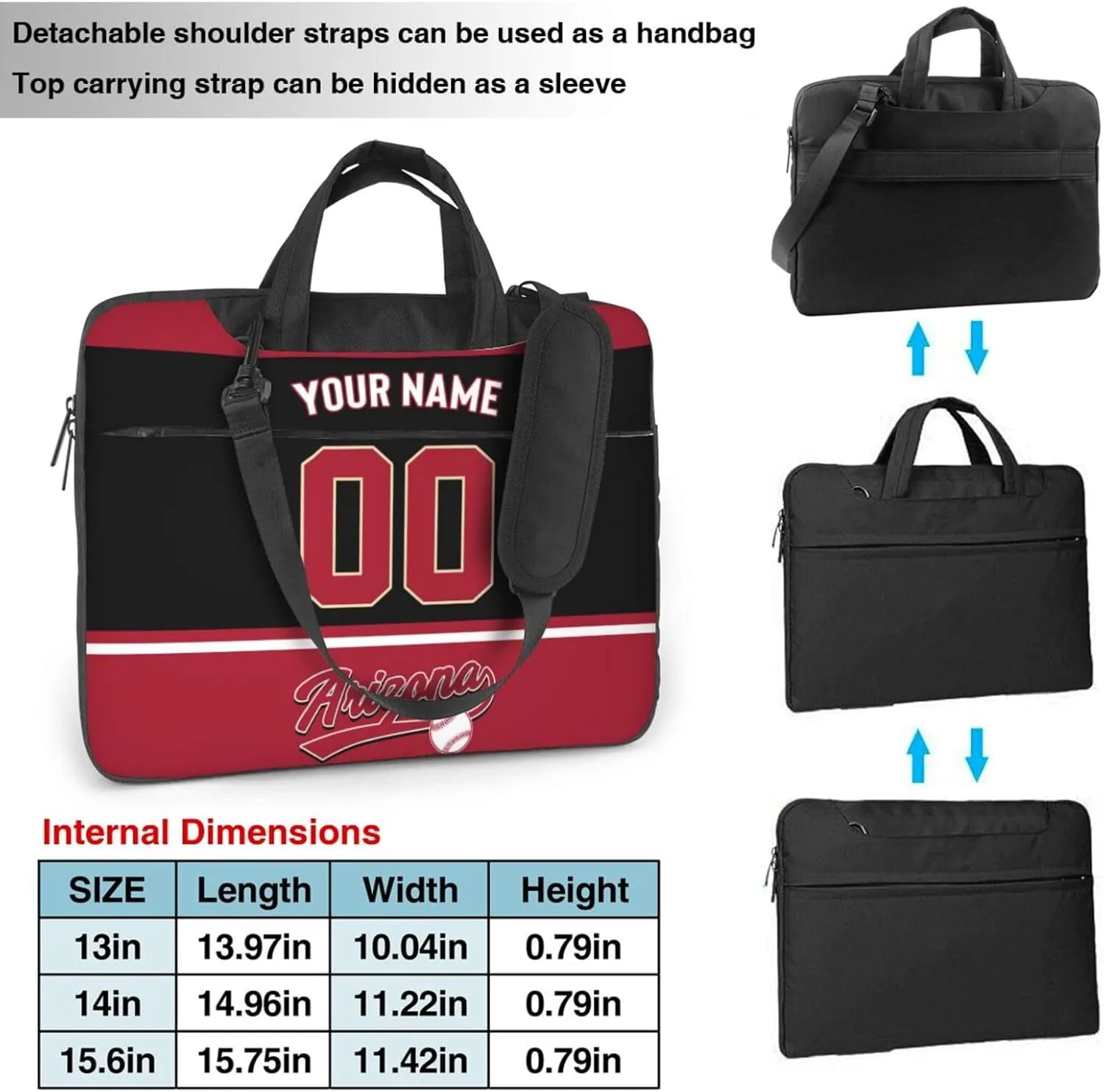 Custom Laptop Bag Baseball Fans Gifts Custom City Classic Laptop Shoulder Bag Briefcase Protective Messenger Bag