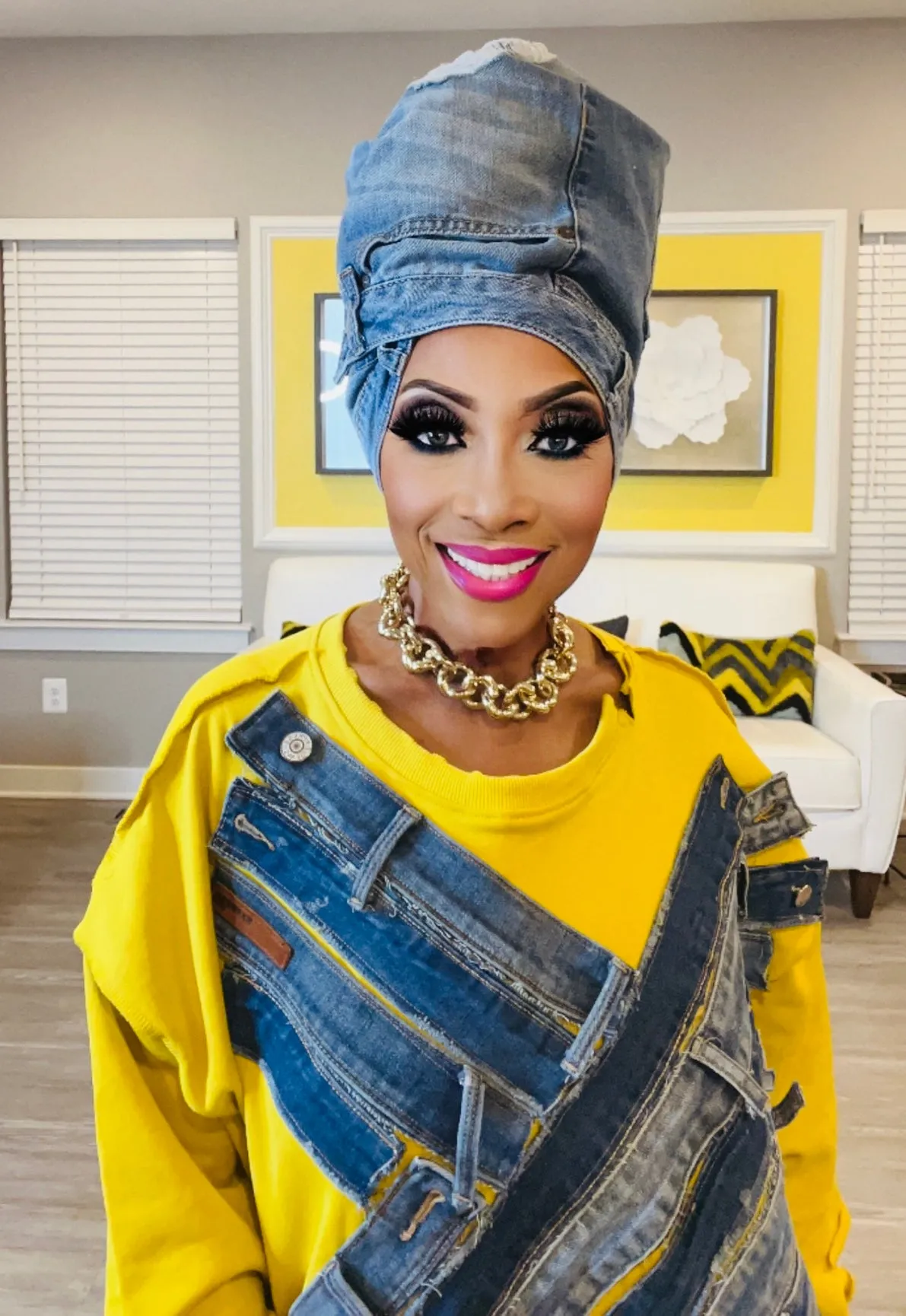 Custom Shirt / Dress With Denim Embellishment
