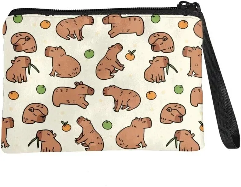 Cute Capybara Coin Purse for Women Girls Cosmetic Bag Large Capacity Wallet Coin Bag Change Pouch Toiletry Kit Handy Bags