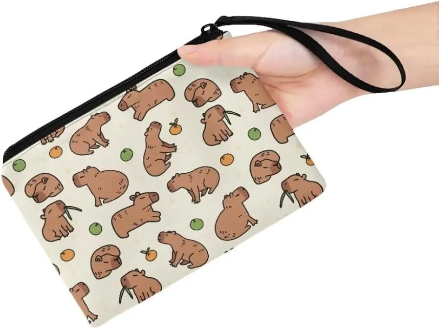 Cute Capybara Coin Purse for Women Girls Cosmetic Bag Large Capacity Wallet Coin Bag Change Pouch Toiletry Kit Handy Bags