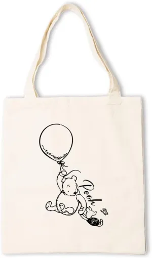 Cute Cartoon Canvas Tote Bag Inspired Gift, Classic Pooh Tote Bag, Disney Canvas Totes Bags for Women, Reusable Shoulder Bag for Women, Casual Vacation, Shopping, Work
