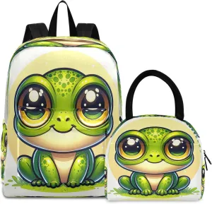 Cute Cartoon Frog with Two Big Eyes School Bags Waterproof Picnic Cooler, Girls Backpacks for School